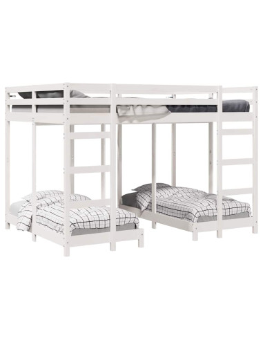 Struttura letto a castello triplo Bianco 140 x 200 cm