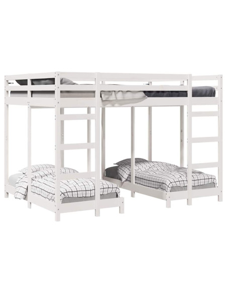 Struttura letto a castello triplo Bianco 140 x 200 cm
