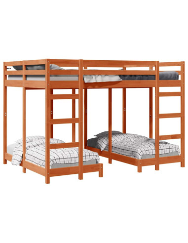 Struttura letto a castello triplo Cera marrone 140 x 200 cm