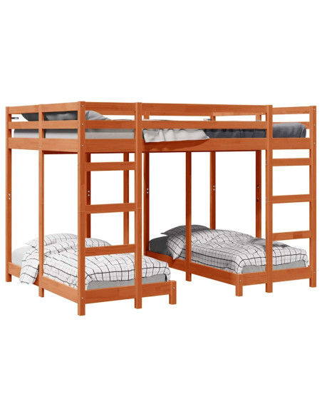 Struttura letto a castello triplo Cera marrone 140 x 200 cm