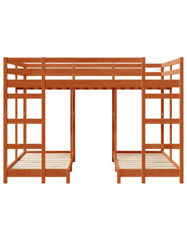 Struttura letto a castello triplo Cera marrone 140 x 200 cm