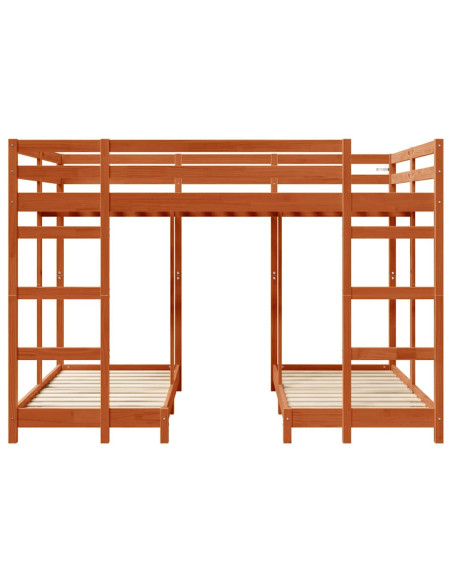 Struttura letto a castello triplo Cera marrone 140 x 200 cm