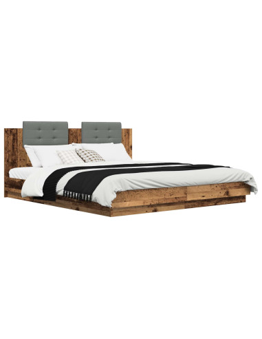 Struttura letto con testata Legno vecchio 200 x 200 cm