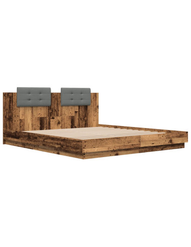 Struttura letto con testata Legno vecchio 200 x 200 cm