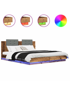 Struttura letto con testata Legno vecchio 180 x 200 cm 2