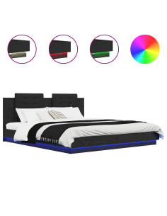 Struttura letto con testata Rovere Nero 180 x 200 cm 2