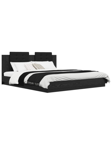 Struttura letto con testata Rovere Nero 180 x 200 cm