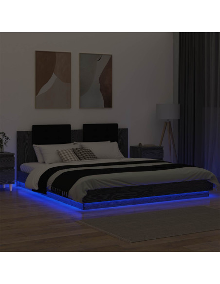 Struttura letto con testata Rovere Nero 180 x 200 cm