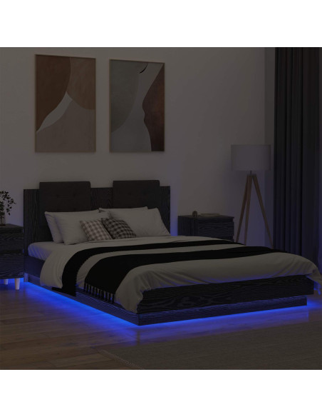 Struttura letto con testata Rovere Nero 160 x 200 cm