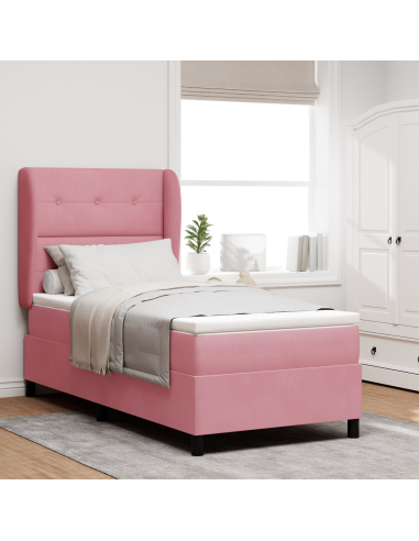 Letto a molle con materasso Rosa 200 x 80 cm Poliestere