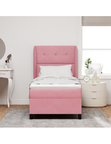 Letto a molle con materasso Rosa 200 x 80 cm Poliestere