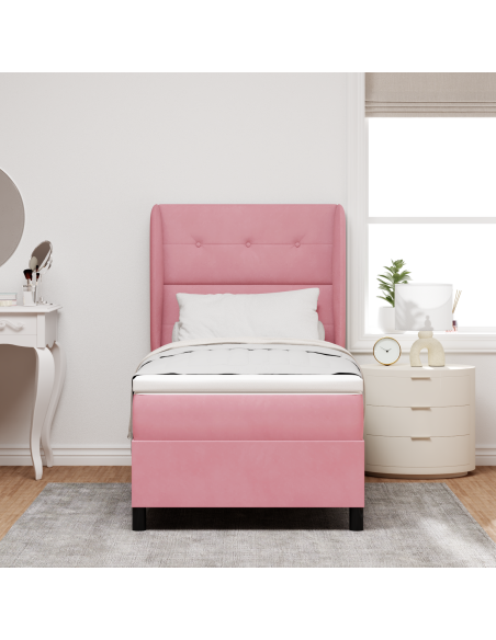 Letto a molle con materasso Rosa 200 x 80 cm Poliestere