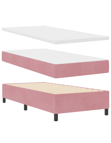 Letto a molle con materasso Rosa 80 x 200 cm Velluto