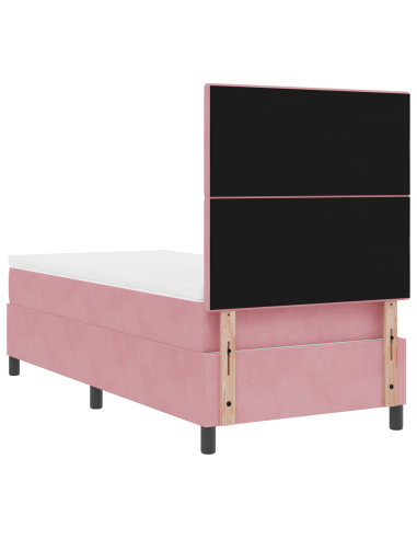 Letto a Sorgente LED con materasso Rosa 80 x 200 cm Tessuto