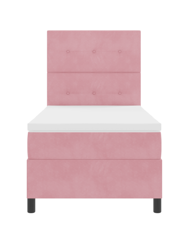 Letto a Sorgente LED con materasso Rosa 80 x 200 cm Tessuto