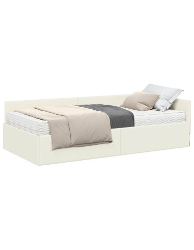 Struttura Letto Angolare con Materasso 2 pcs Crema Velluto