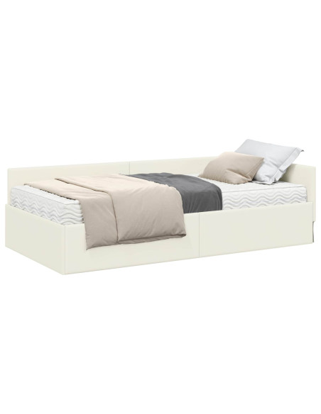 Struttura Letto Angolare con Materasso 2 pcs Crema Velluto