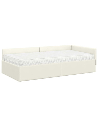Struttura Letto Angolare con Materasso 2 pcs Crema Velluto