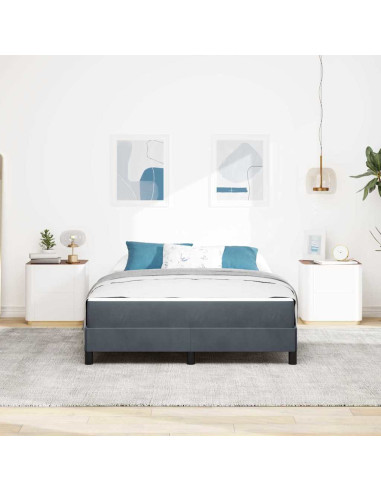 Letto a molle con materasso Grigio scuro 140 x 220 cm Tessuto