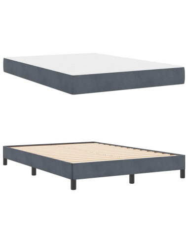 Letto a molle con materasso Grigio scuro 140 x 220 cm Tessuto