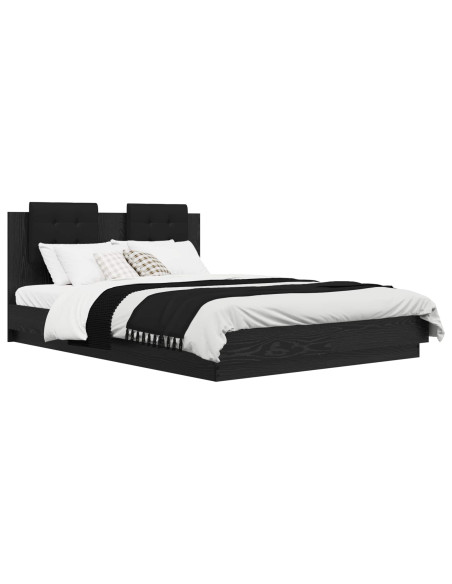 Struttura letto con testata Rovere Nero 140 x 200 cm