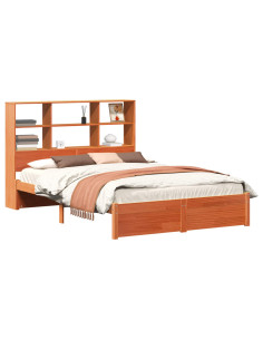 Libreria Struttura Letto Marrone cerato 150 x 200 cm 2