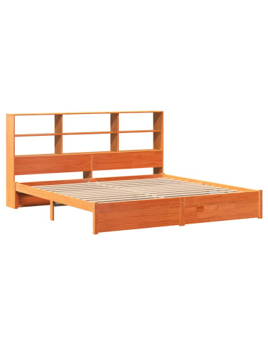 Libreria Struttura Letto Marrone cerato 200 x 200 cm