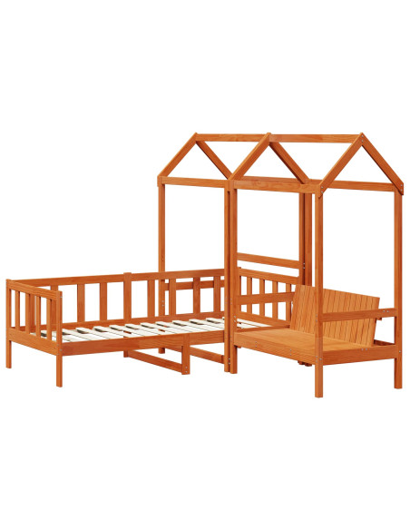 Set di Letto per il Giorno 3 pcs Marrone cerato Pino massello