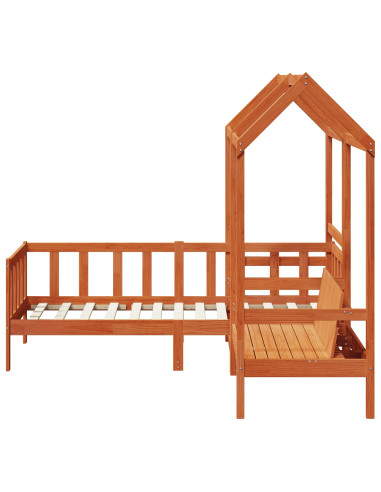 Set di Letto per il Giorno 3 pcs Marrone cerato Pino massello