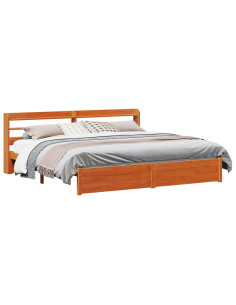 Struttura del letto 2 pcs Marrone cerato Legno di Pino Massello 2