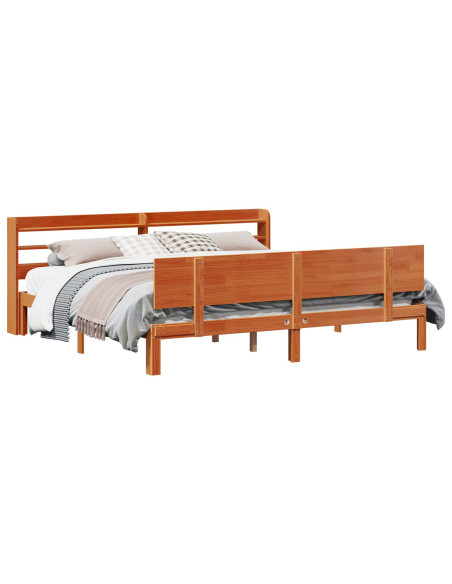 Struttura del letto 2 pcs Marrone cerato Legno di Pino Massello