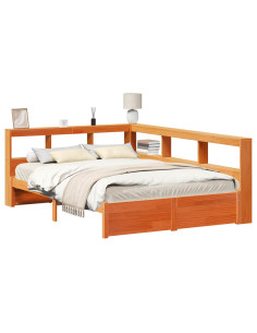 Letto Libreria con testiera 2 pcs Marrone cerato 200 x 150 cm 2