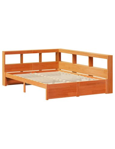 Letto Libreria con testiera 2 pcs Marrone cerato 200 x 150 cm