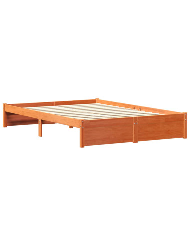 Libreria Struttura Letto Marrone cerato 140 x 200 cm