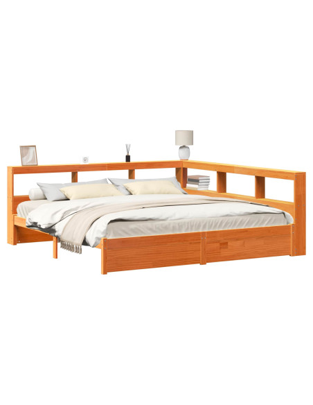 Letto Libreria con testiera 2 pcs Marrone cerato 200 x 200 cm