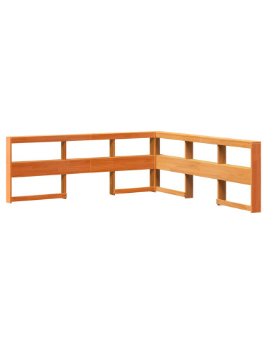 Letto Libreria con testiera 2 pcs Marrone cerato 200 x 200 cm