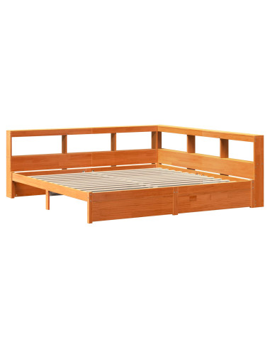 Letto Libreria con testiera 2 pcs Marrone cerato 200 x 200 cm