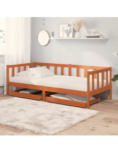 Letto Giorno 3 pcs Marrone cerato Legno di Pino Massello 2