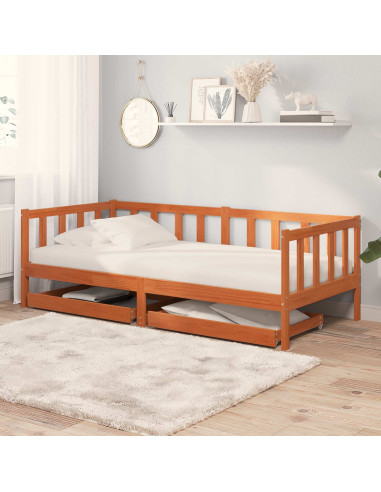 Letto Giorno 3 pcs Marrone cerato Legno di Pino Massello