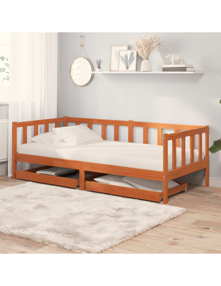 Letto Giorno 3 pcs Marrone cerato Legno di Pino Massello