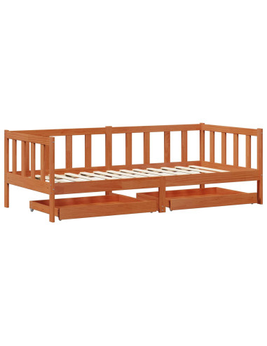 Letto Giorno 3 pcs Marrone cerato Legno di Pino Massello