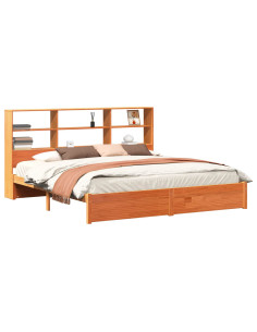 Libreria Struttura Letto Marrone cerato 180 x 200 cm 2