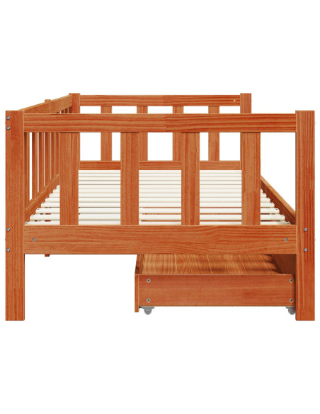 Daybed con testiera 3 pcs Marrone cerato Legno di Pino Massello