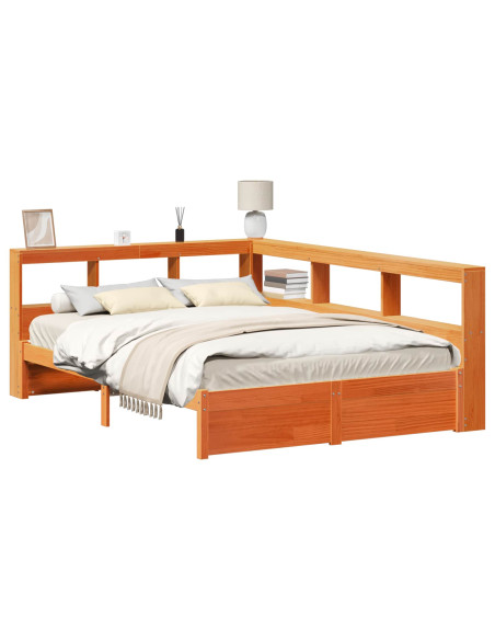 Letto Libreria con testiera 2 pcs Marrone cerato 200 x 140 cm