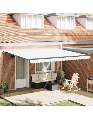 Tenda Retrattile Bianco 450 × 350 cm Poliestere e Acciaio