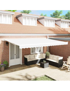 Tenda Retrattile Bianco 500 × 350 cm Poliestere e Alluminio