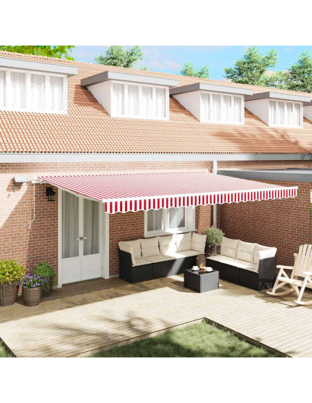 Tenda Retrattile Rosso e Bianco 500 × 350 cm Tessuto e acciaio