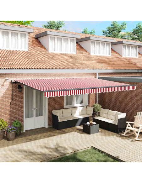 Tessuto per Tenda con Rosso e Bianco 500 × 350 cm Poliestere