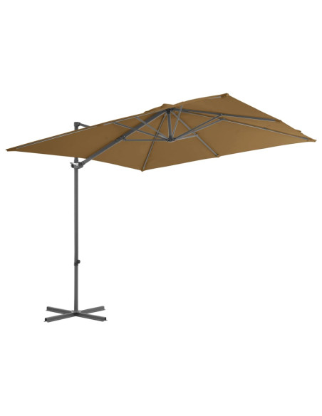 Ombrellone a Sbalzo con Palo in Acciaio 250x250 cm Tortora