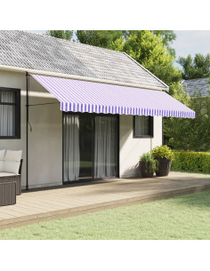 Tessuto Ricambio per Mantovana da Tenda Righe Blu e Bianche 5m